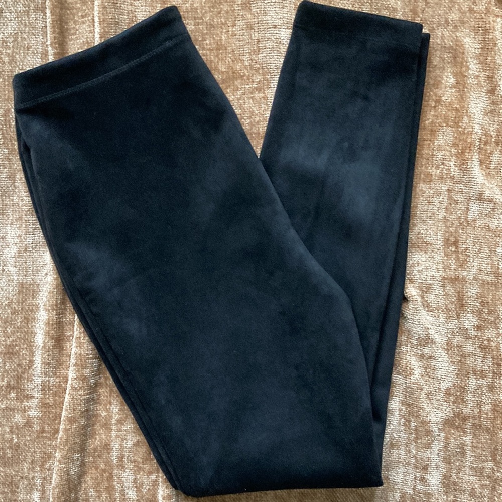 Nwt Catherine Malandrino black faux leather leggings. Petite small. Suede feel